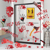 Bloody Handprint & Footprint Halloween Window Stickers – 84PCS Creepy Bathroom & Wall Decals (Color01, Reusable PVC)