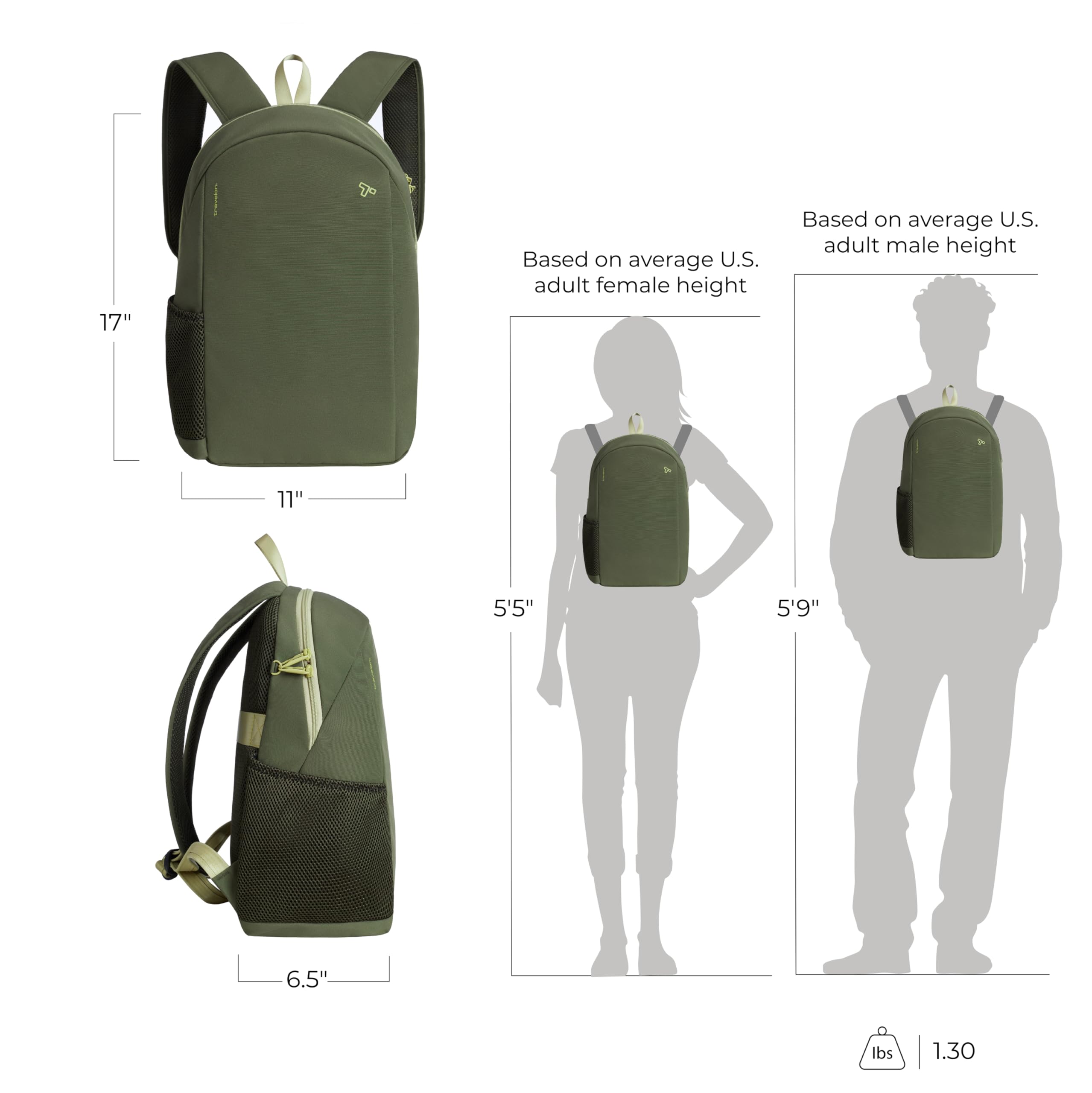 Travelon Voyage Anti-Theft Daypack – Ultra-Light Secure Travel Backpack with RFID Protection & Locking Compartments (Olive)