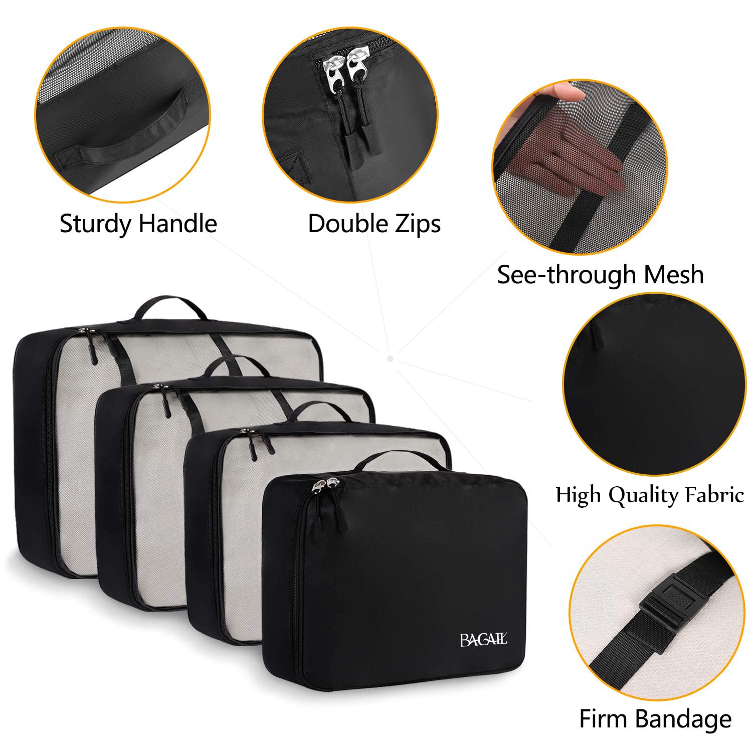 Travel Packing Cubes Set for Suitcases, Lightweight Luggage Organizer Bags