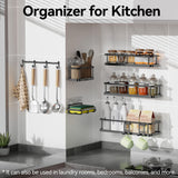 6-Pack Adhesive Shower Caddy Organizer Set – 100% Rustproof Stainless Steel (Black)