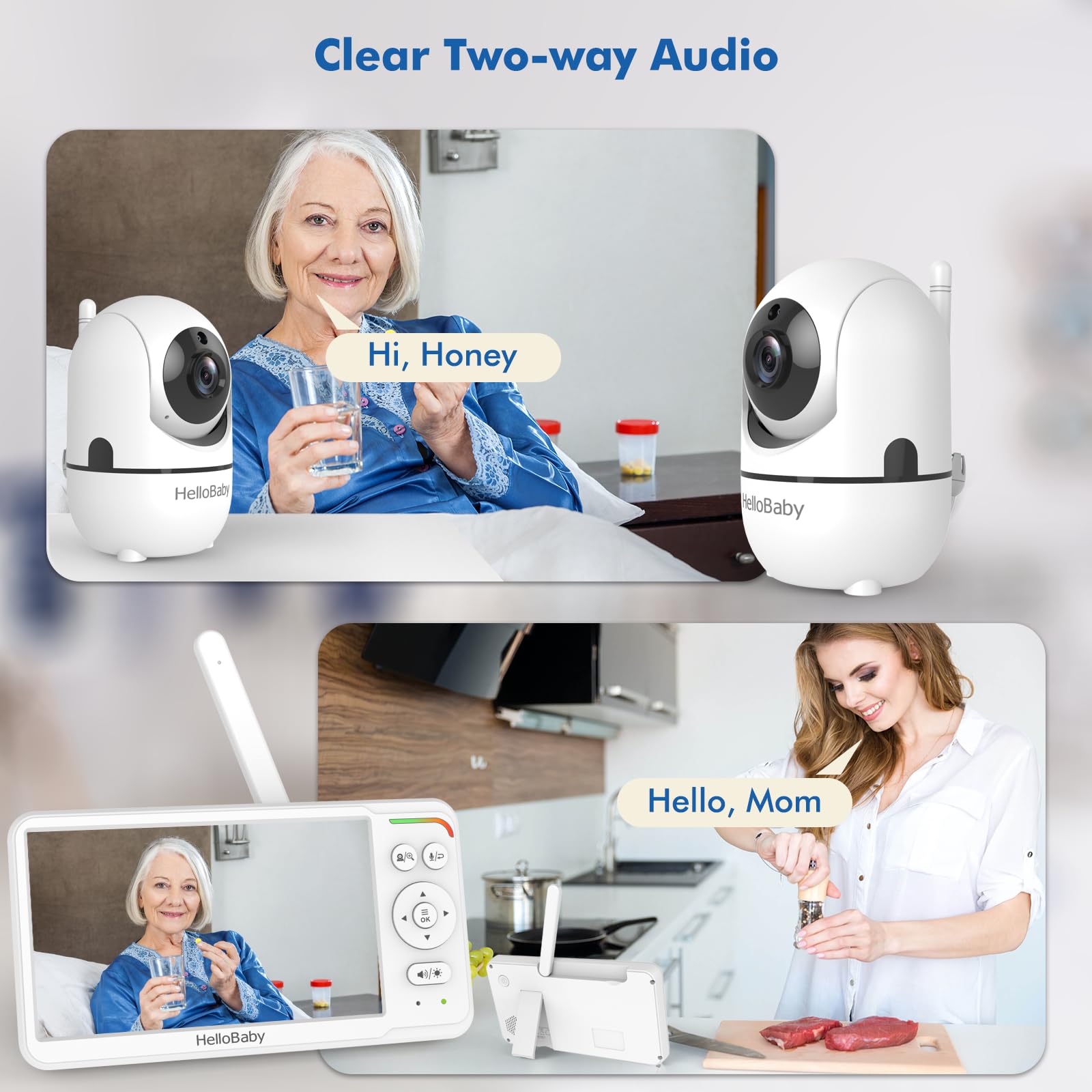 HelloBaby HB6560 6" IPS Baby Monitor with Camera & Audio – Non-WiFi Video Baby Monitor with Night Vision, Pan Tilt Zoom