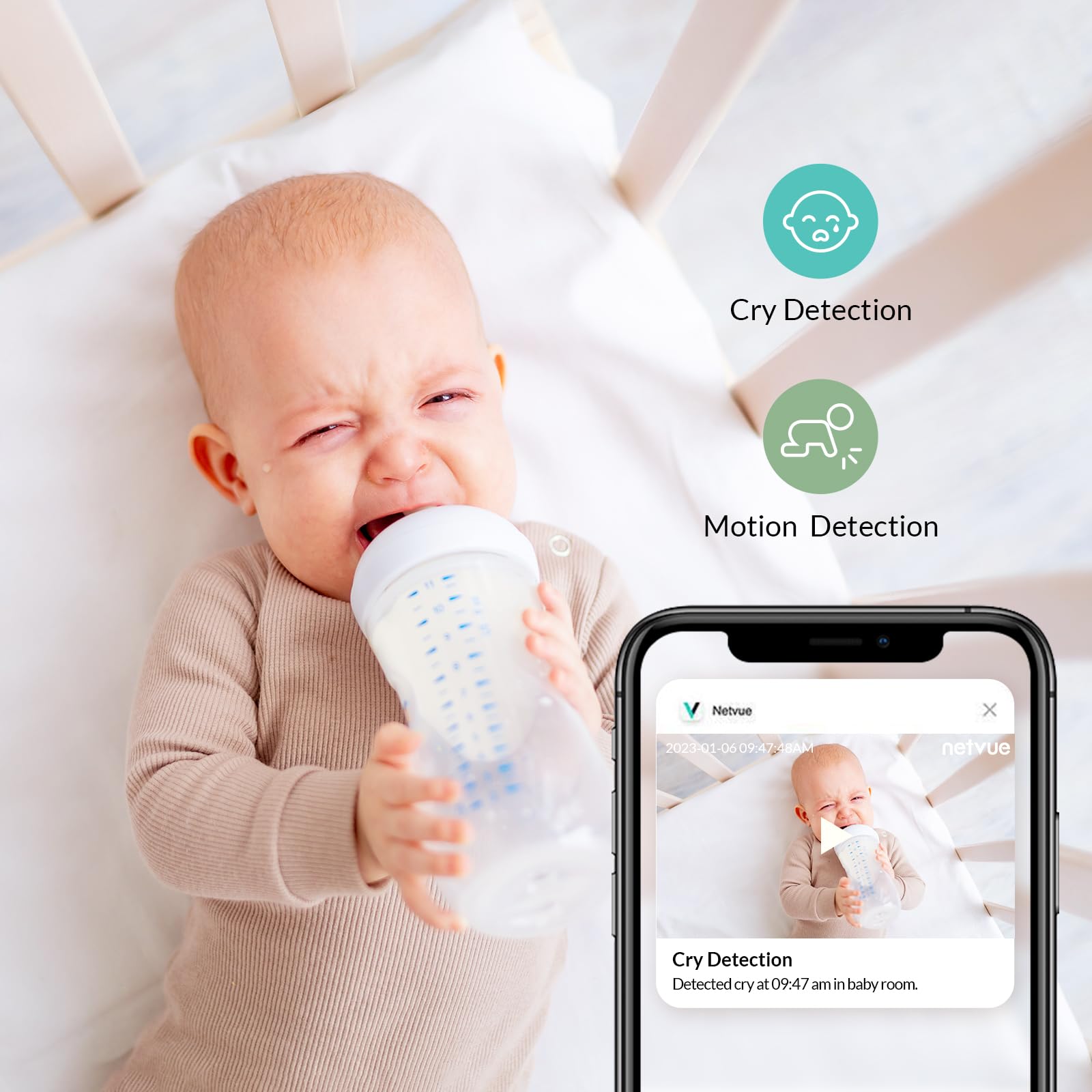 Smart Baby Monitor with 5" Screen & App Viewing – HD Camera, Night Vision & Two-Way Audio Nursery Monitor