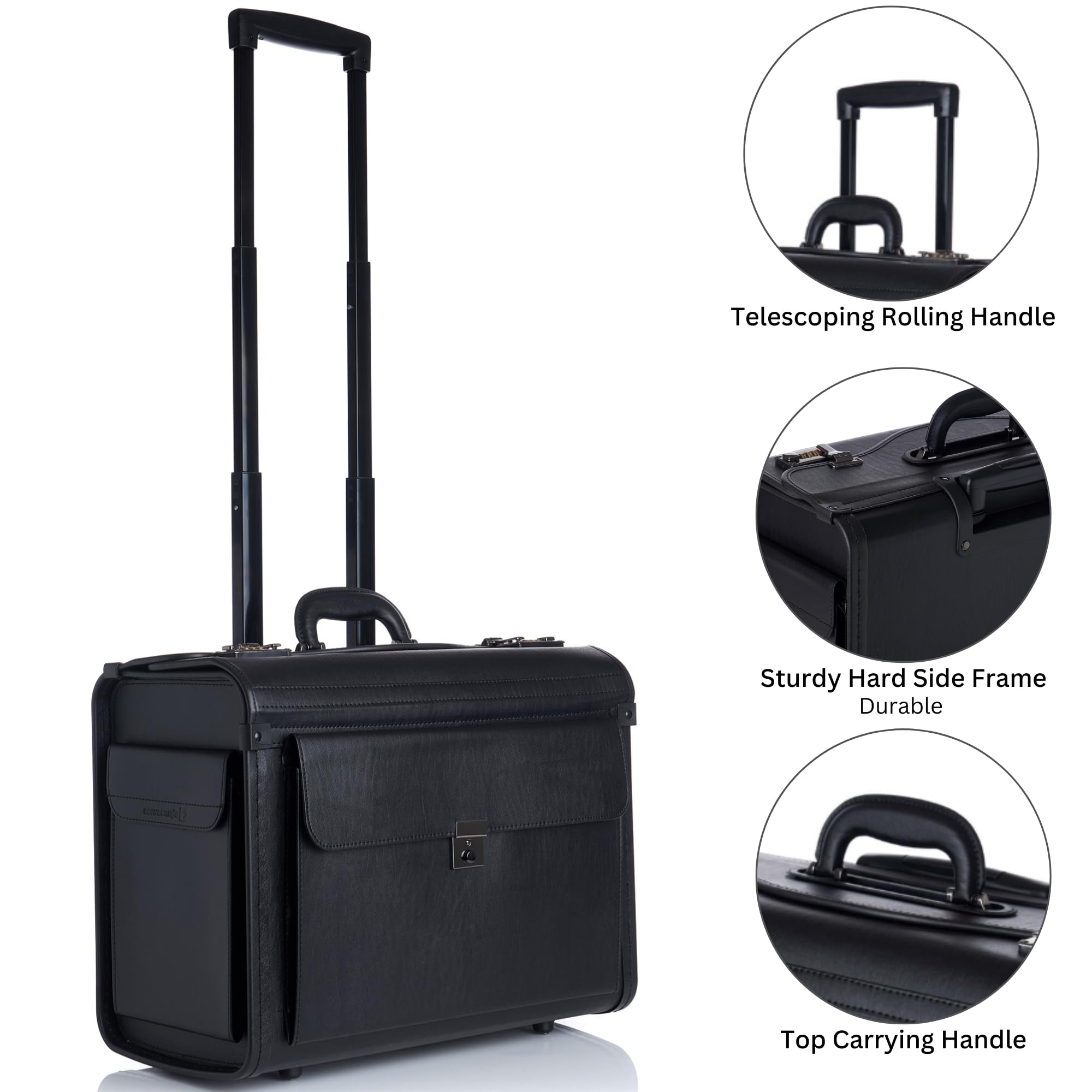 Alpine Swiss 17-Inch Rolling Laptop Briefcase with Wheels & Combination Locks – Black