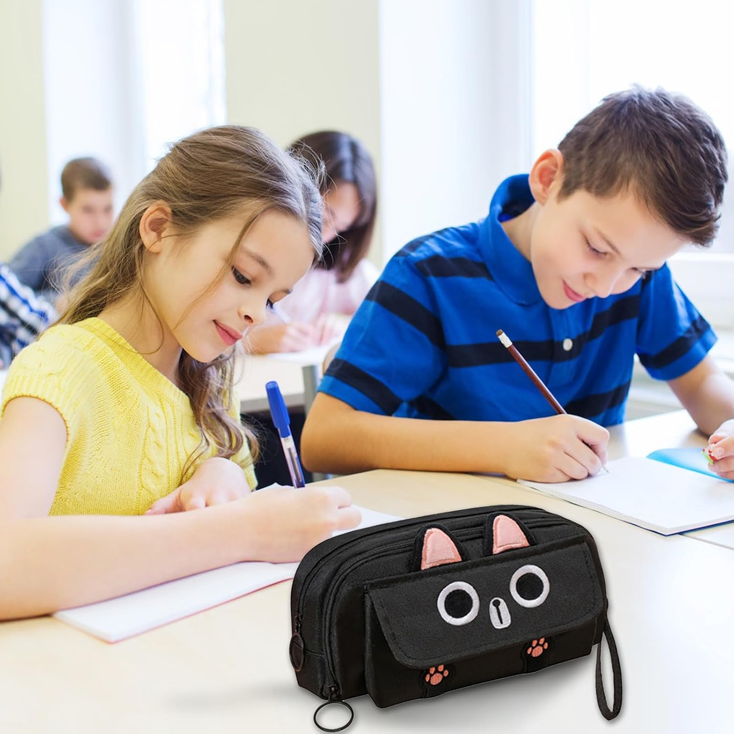 Black 3D Cat Large-Capacity Pencil Case