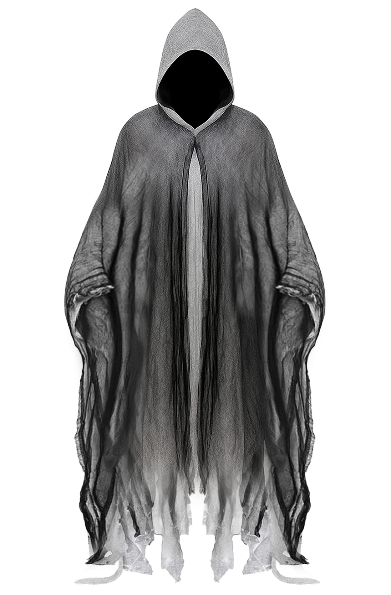 Grim Reaper Cloak – Gray Full-Length Hooded Robe for Adults, Halloween Horror Costume