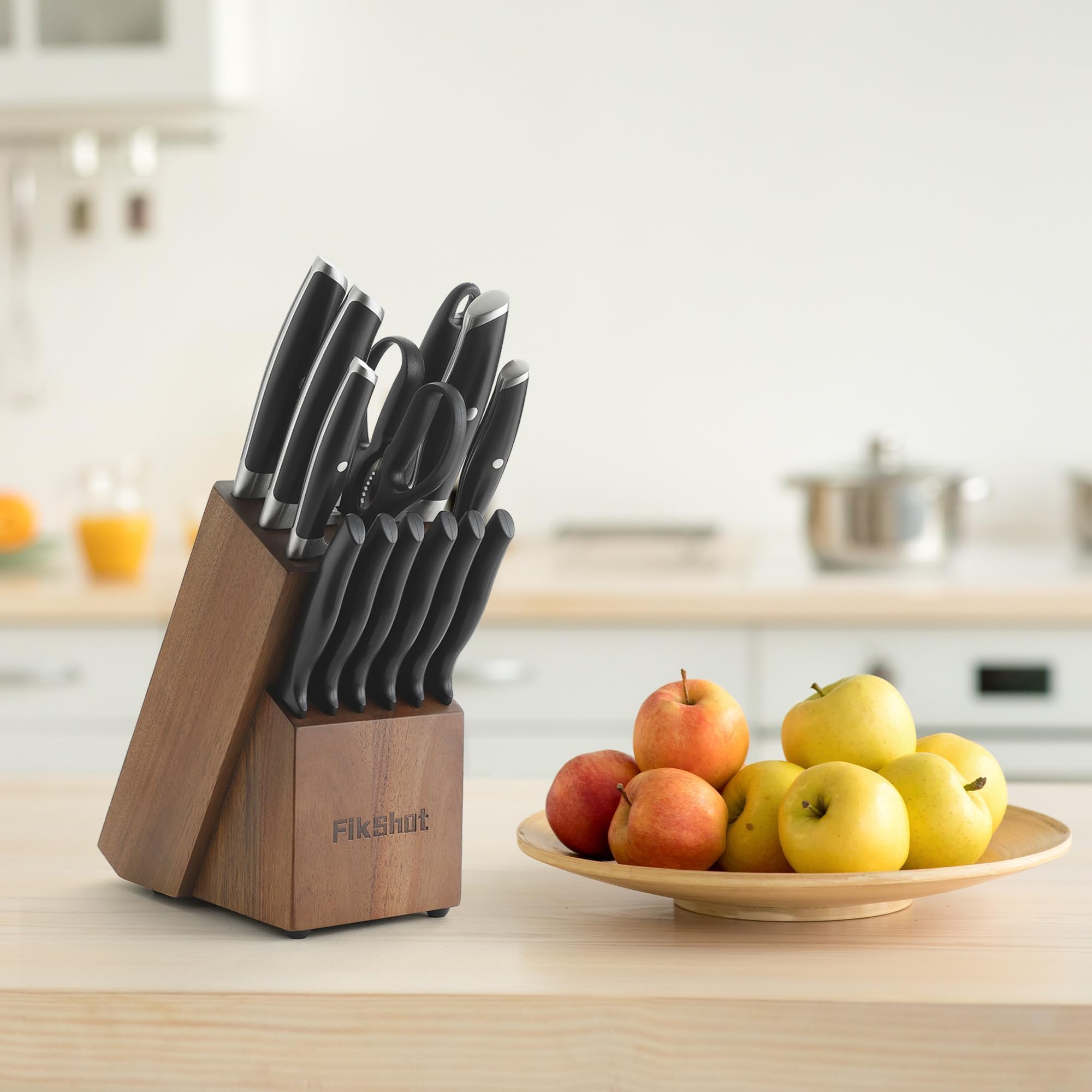 14-Piece Professional Knife Block Set with Sharpener – Full Tang Stainless Steel Kitchen Knives