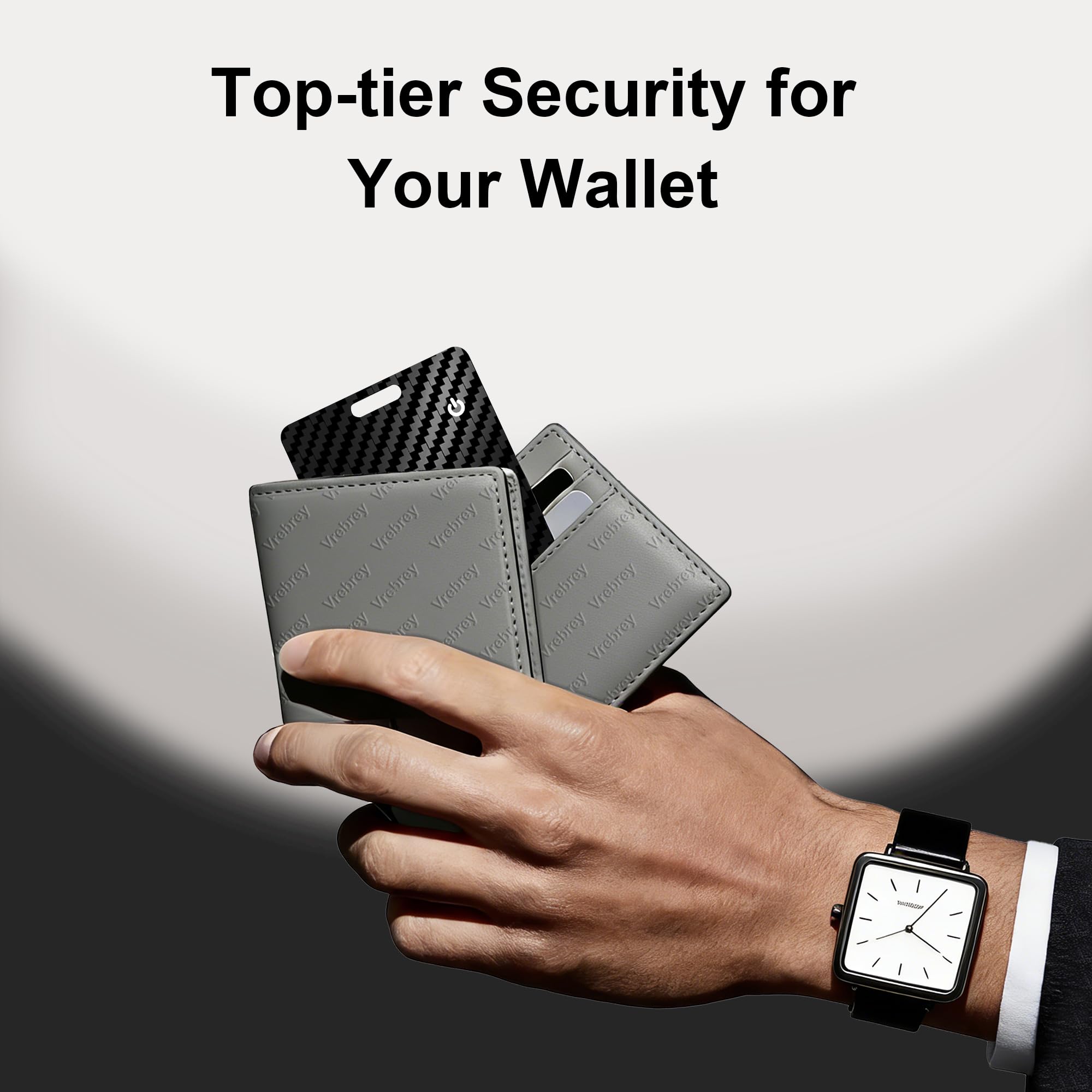 Rechargeable Smart Wallet Tracker Card, Apple Find My Compatible, Ultra-Slim Bluetooth Tracking Card with Wireless Charging – Carbon Fiber Black