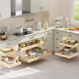 Lovmor Extra-Wide Single Pull-Out Cabinet Organizer with Soft-Close – Solid Wood Base Shelf Storage