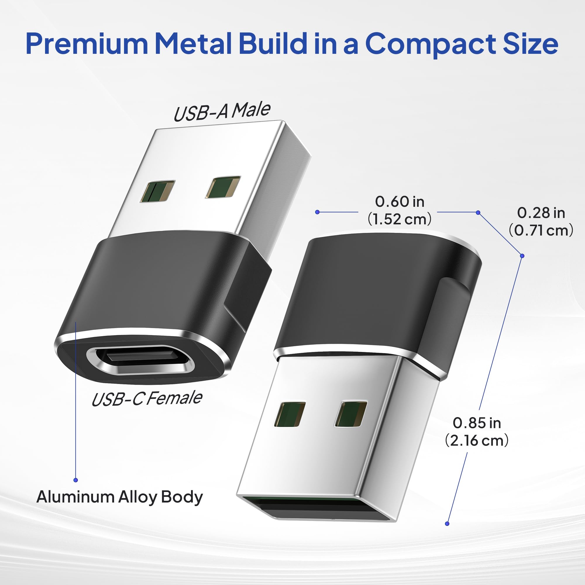USB-A to USB-C Adapter – Aluminum USB-C Converter for Charging & Data Transfer