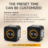 EXLLIY Rotating Focus Cube Timer with Custom Presets, Visual Energy Bar & Silent Mode – Black