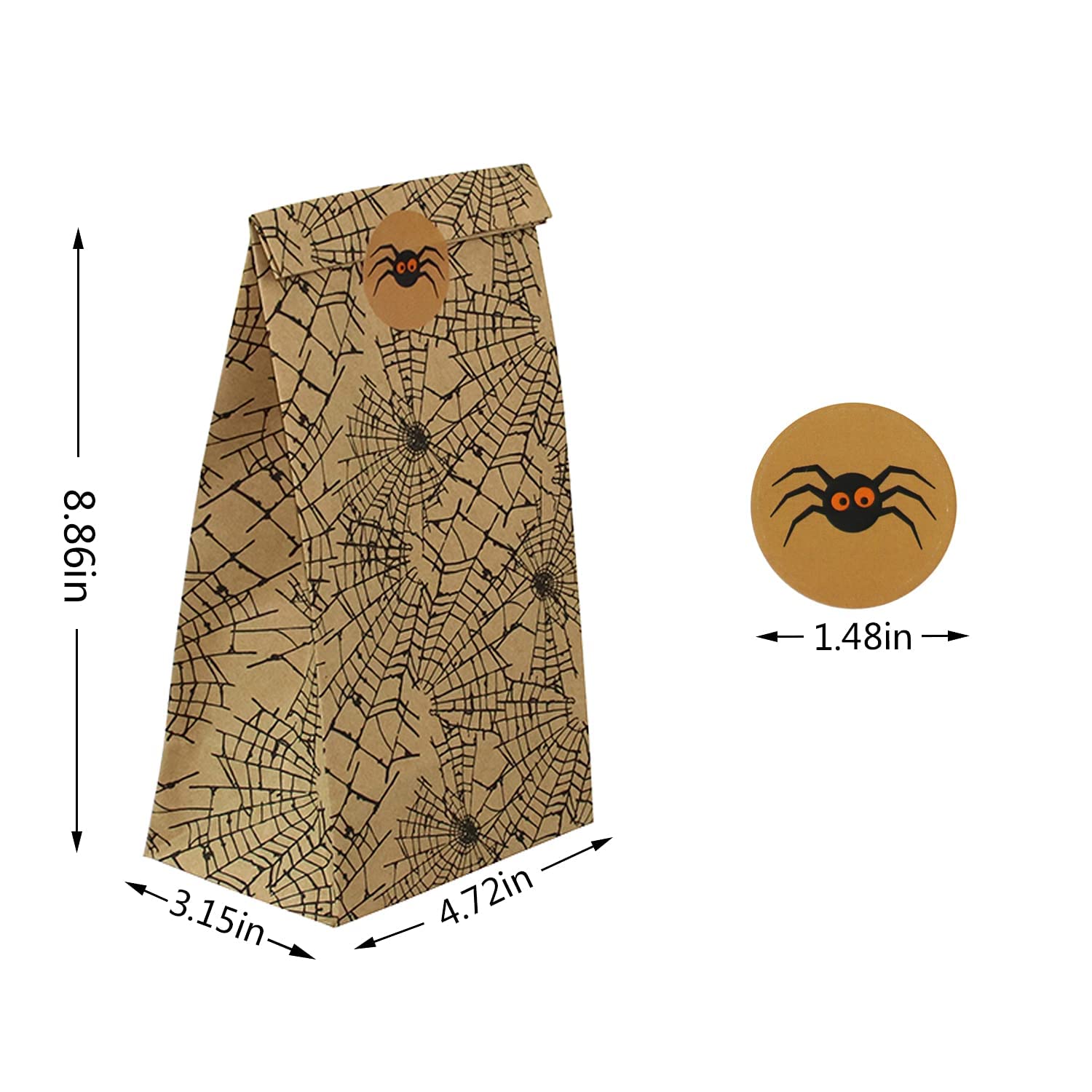 Halloween Treat Bags - 24 Pcs Halloween Trick or Treat Goody Gags Gift Bags, 24 Pcs Stickers, Hallowe'en Goodie Bags Party Supplies
