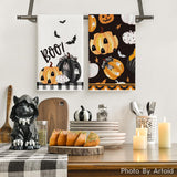 Artoid Mode Halloween Dish Towels – Set of 4 Black Kitchen Tea Towels (18x26") – Soft, Absorbent & Stylish Seasonal Décor
