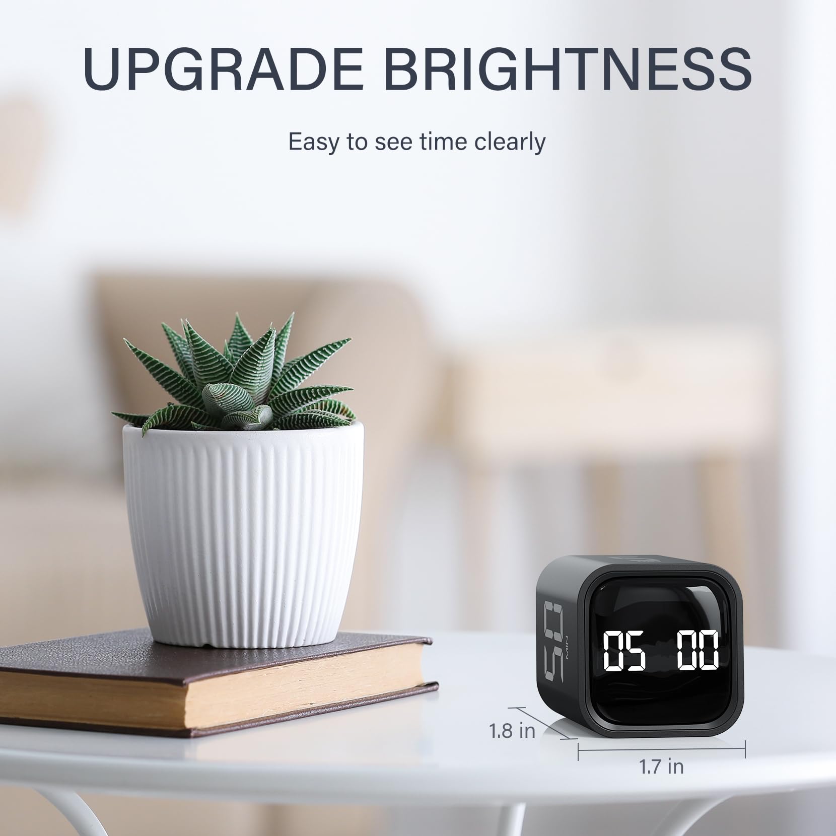 Rotating Pomodoro Timer Cube 2-Pack with Gravity Sensor, Preset 5/10/25/50 Min, Custom Countdown & Stopwatch, Silent Vibration Desk Timer for Work, Study & Kitchen – Black