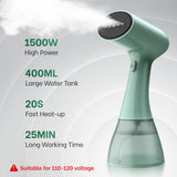 1500W Powerful Handheld Garment Steamer with 400ml Tank, Fast Heat Portable Wrinkle Remover for Travel & Home