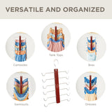 MORALVE Beechwood Tank Top & Bra Hangers 2-Pack – 6-Tier Space-Saving Closet Organizer with 360° Swivel Hook (Mahogany)
