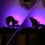 2PCS Halloween Black Cat Wooden Decorations with Purple LED Lights – Spooky Tabletop Décor for Indoor & Outdoor Displays