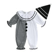 Toddler Clown Halloween Costume – White Baby Jumpsuit & Hat Set for Boys and Girls (Soft Polyester Blend)