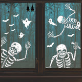 Double-Sided Halloween Window Clings – 8 Reusable PVC Sheets with Skeletons, Ghosts & Pumpkins
