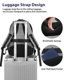 Matein 17″ TSA-Approved Travel Laptop Backpack – Large Carry-On with USB Charging & Trolley Sleeve (Grey)