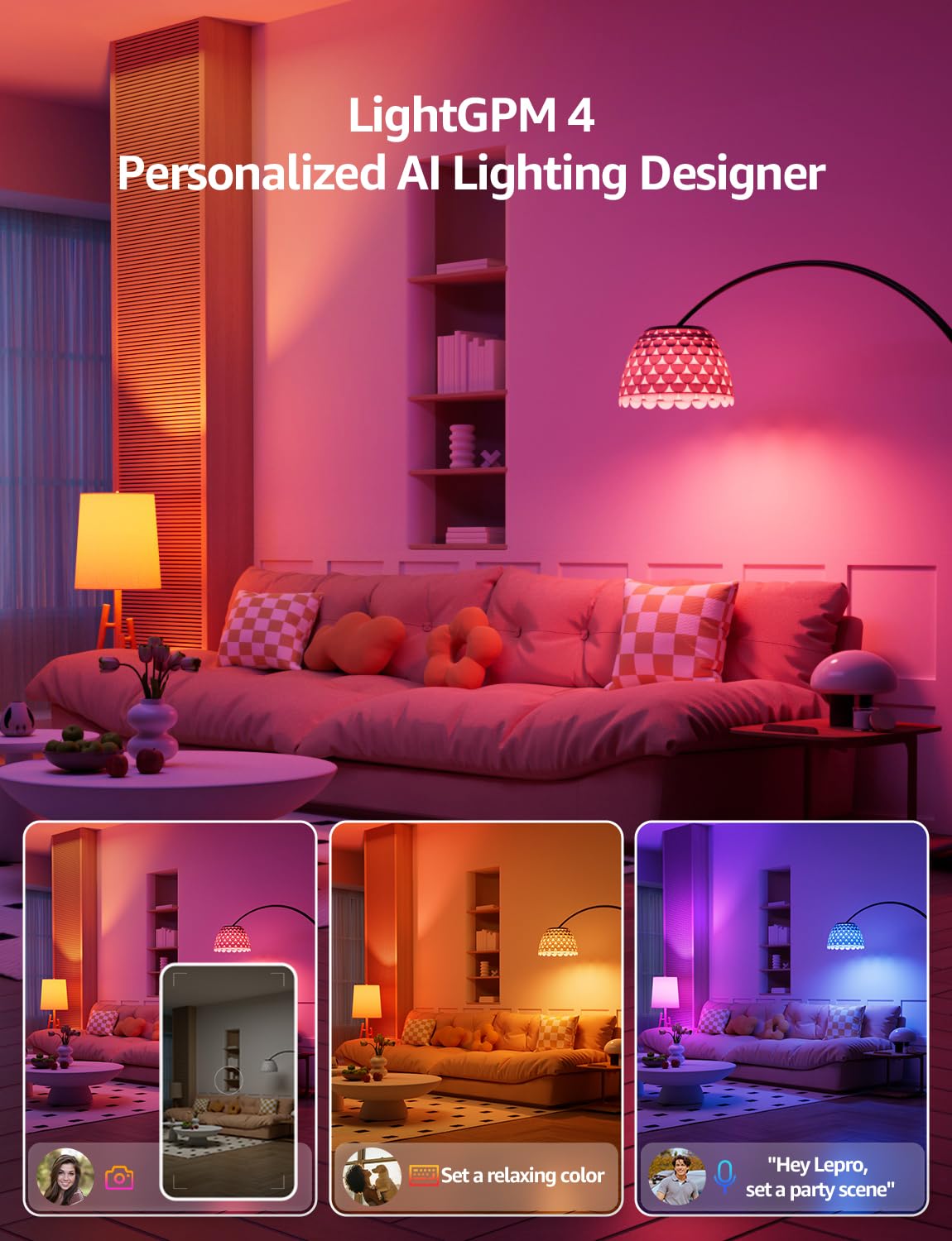 Lepro B1 AI RGBWW Smart WiFi Bulb A19 E26 – 16M Colors, Tunable White 2700K–6500K with LightGPM 4