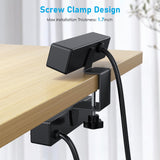 13-Outlet Desk Clamp Power Strip with USB-C Fast Charging & Surge Protection – Dual Layer Mount Charging Station Black
