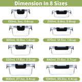 HOMBERKING Borosilicate Glass Food Storage Containers – 8 Piece Leak-Proof Set with Locking Lids