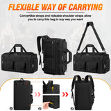 RAINSMORE 45L 3-in-1 Gym Backpack & Duffle Bag – Waterproof Carry-On Weekender with Shoe Compartment (Black)