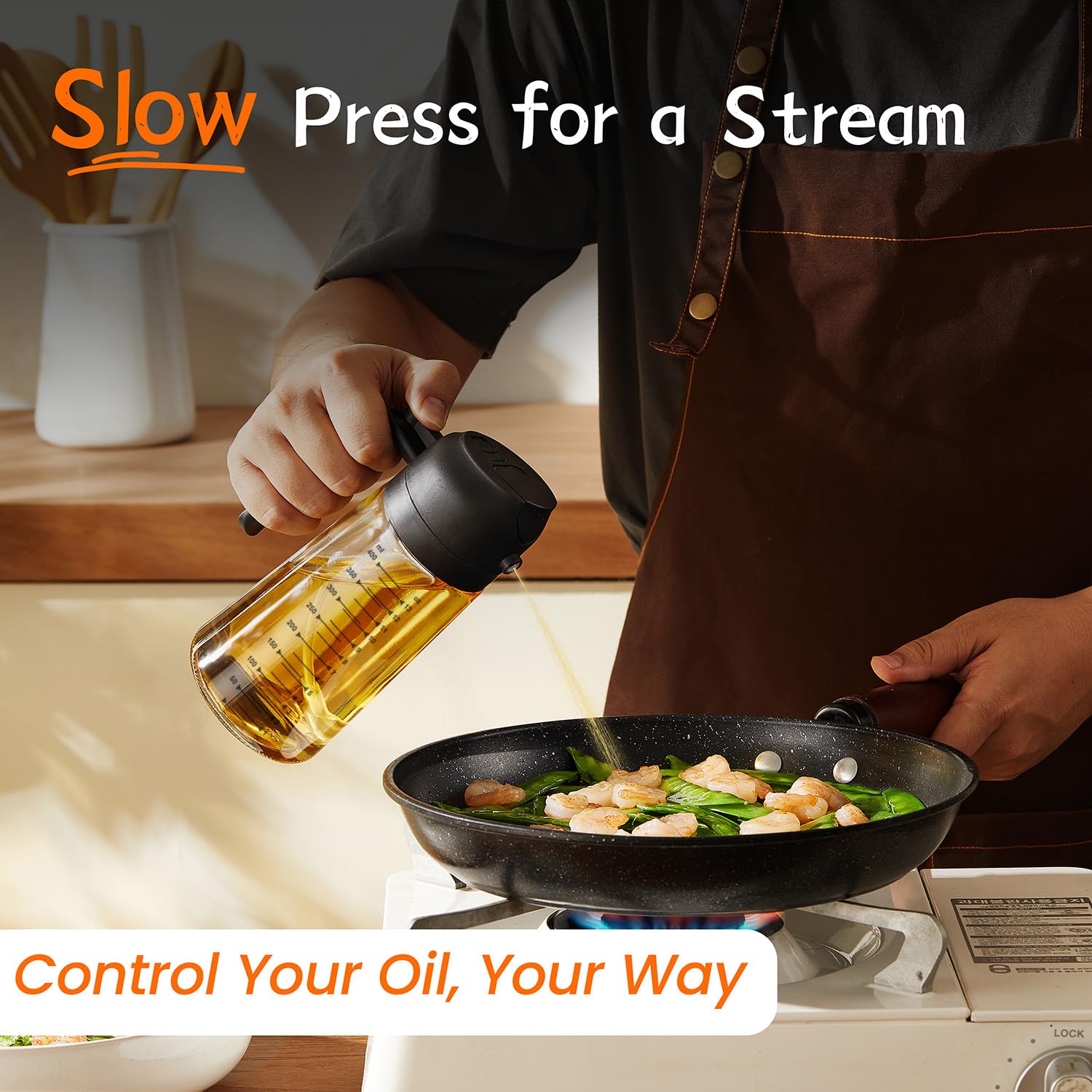 2-in-1 Olive Oil Sprayer & Pour Dispenser – BPA-Free Glass Bottle with Precision Control