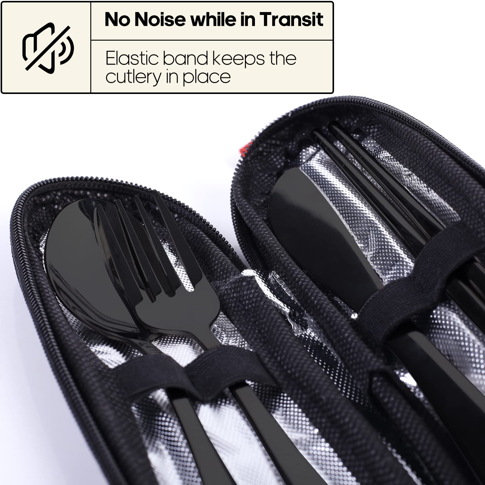 Portable Stainless Steel Travel Utensil Set with Case – Reusable Fork, Spoon, Knife & Chopsticks for Camping, Office & Lunch