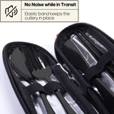 Portable Stainless Steel Travel Utensil Set with Case – Reusable Fork, Spoon, Knife & Chopsticks for Camping, Office & Lunch