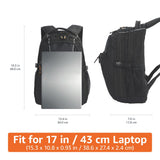 Amazon Basics Laptop Backpack for Up to 17-Inch Laptops – Multi-Compartment School, Work & Travel Backpack (Black)
