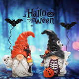 Hodao Halloween Gnome Duo – 2pcs Handcrafted Spooky Figurines with Skeleton Details, Pumpkins & Spider Hats for Indoor Décor