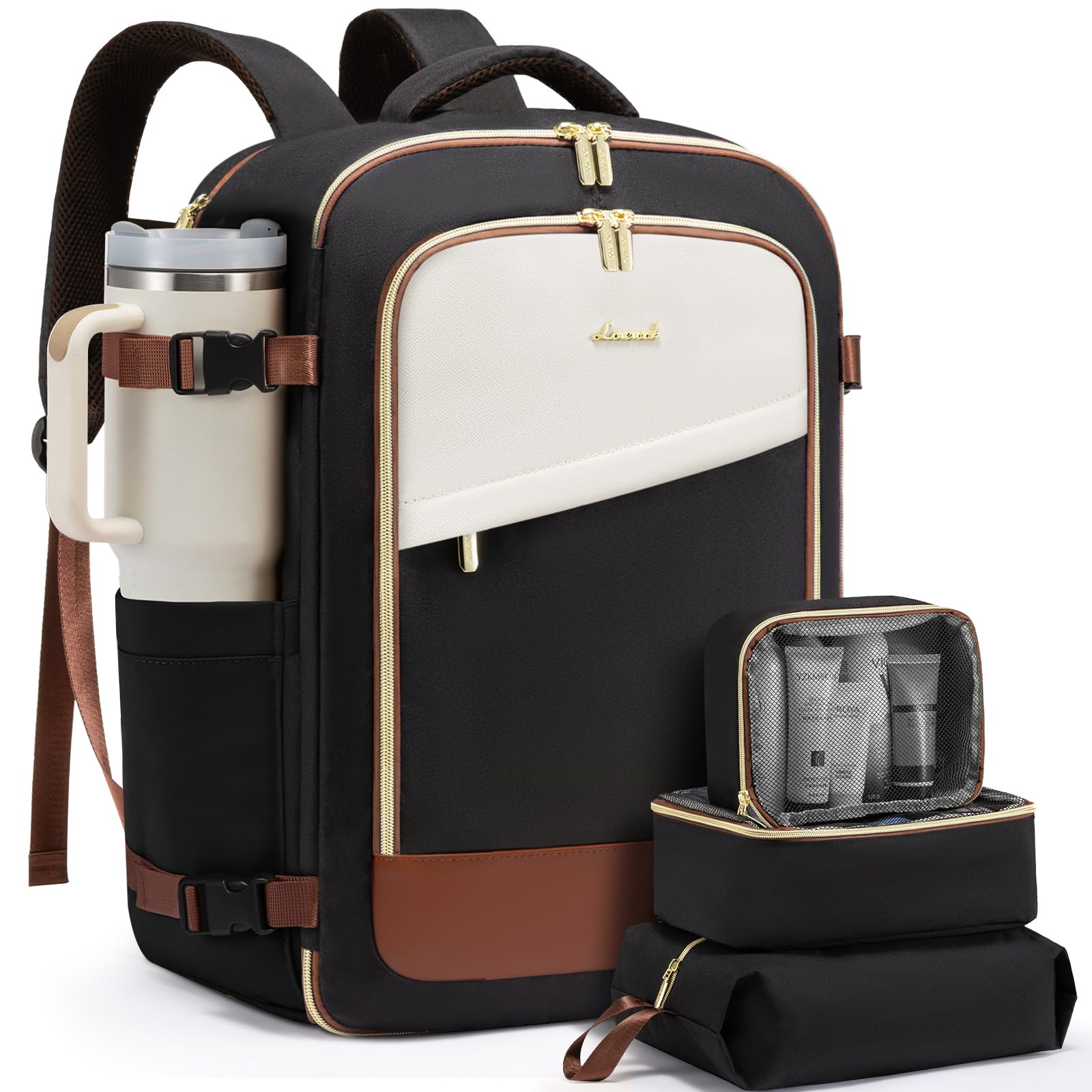 LOVEVOOK 40L Carry-On Travel Backpack for Women with Packing Cubes & Wet Bag – TSA Approved