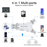 4-in-1 SD Card Reader for iPhone & USB-C Devices – Multi Memory Card Adapter with Charging Port