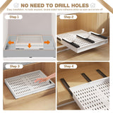 Expandable Pull-Out Cabinet Organizer with Handle – Adjustable Width & Depth, 3-Rail Slide-Out Shelf (White, 2-Pack)