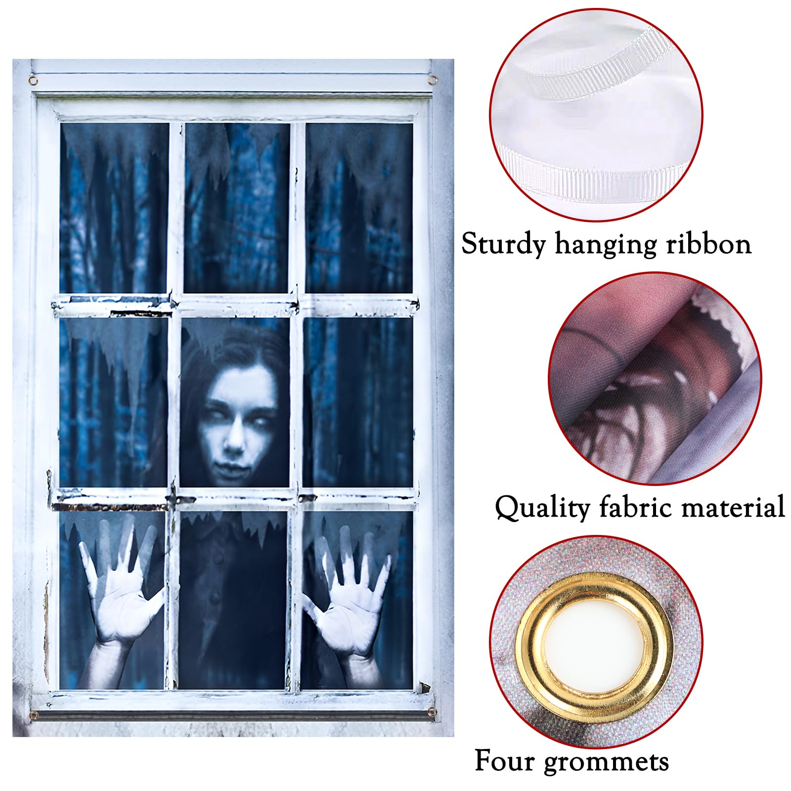 Halloween Fabric Door & Window Banner – Large Scary Hanging Decoration for Indoor & Outdoor Use (31.5" x 47.2")