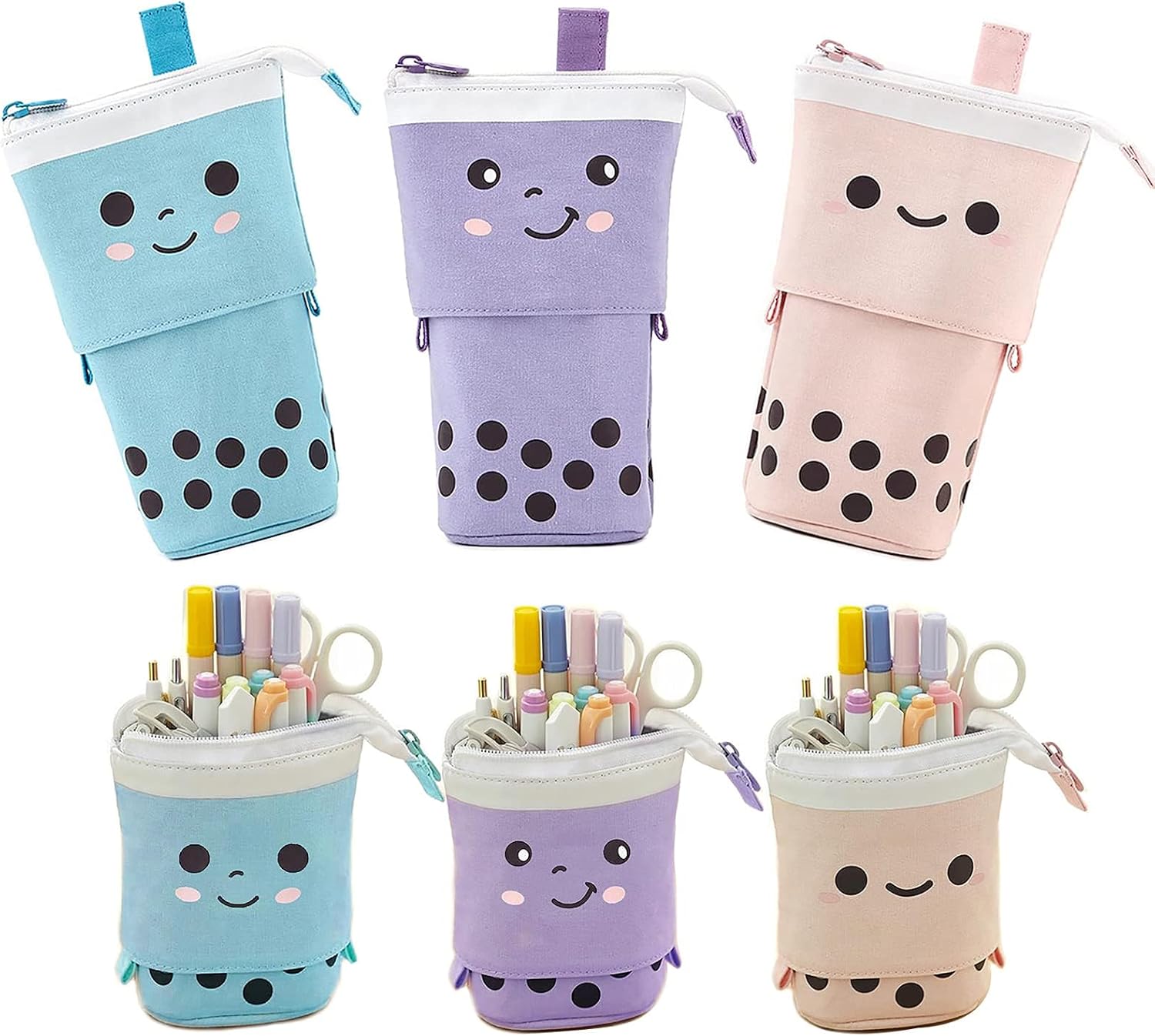 3-Pack Pop-Up Canvas Pencil Cases and Pen Holders