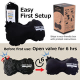 SMARTTRAVEL Inflatable Lumbar Support Pillow – Adjustable Ergonomic Back Cushion for Airplane, Office & Long Sitting (Vintage Black)