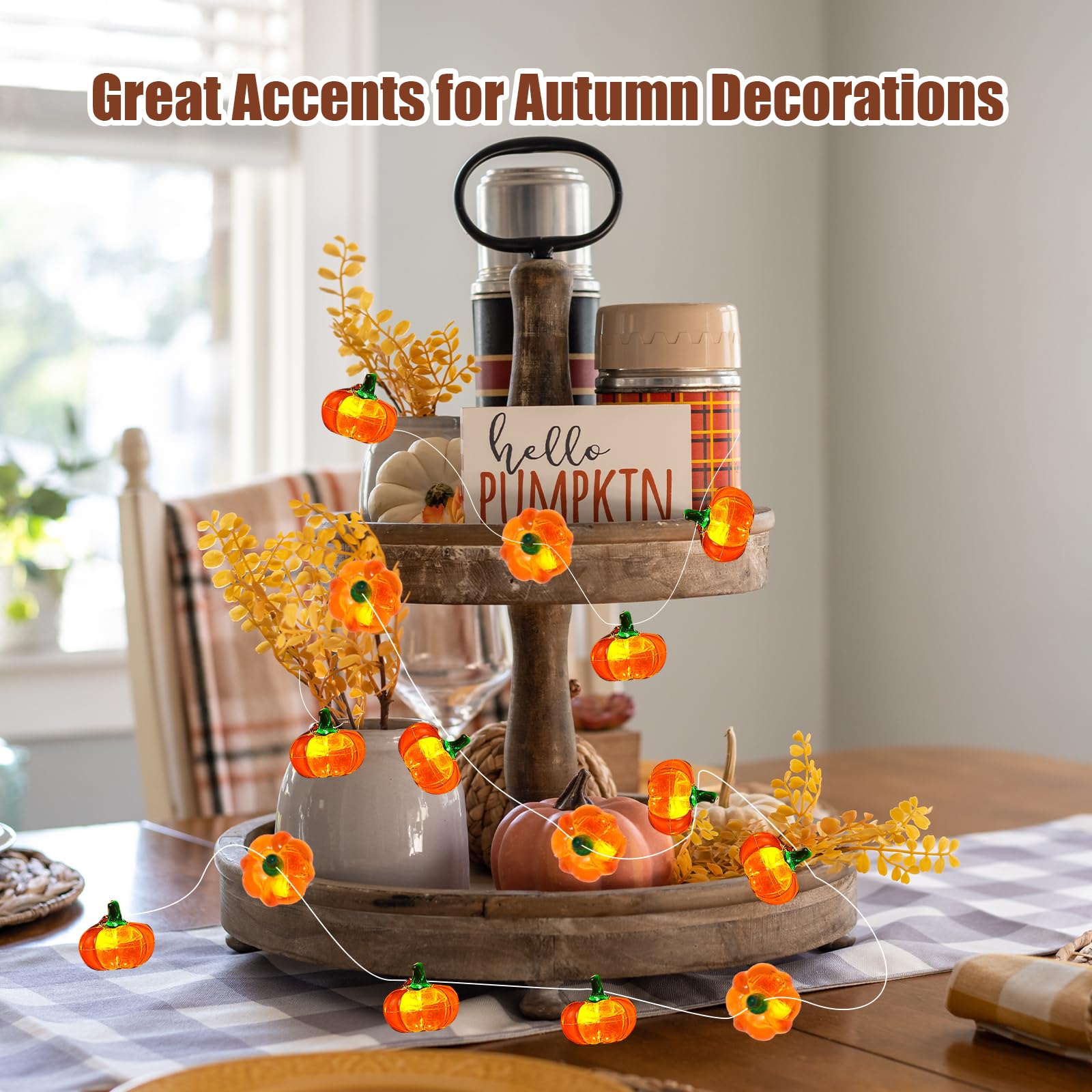 Cute 3D Pumpkin String Lights – 10FT 30 LED Battery Operated Fairy Lights for Fall, Halloween & Thanksgiving Décor