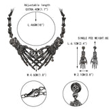 Gothic Halloween Jewelry Set – Gray Black-Tone Necklace & Earrings by Ever Faith