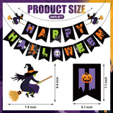 Happy Halloween Banner & Hanging Swirls Set – 32PCS Multicolor Party Decorations with Witches, Ghosts & Pumpkins