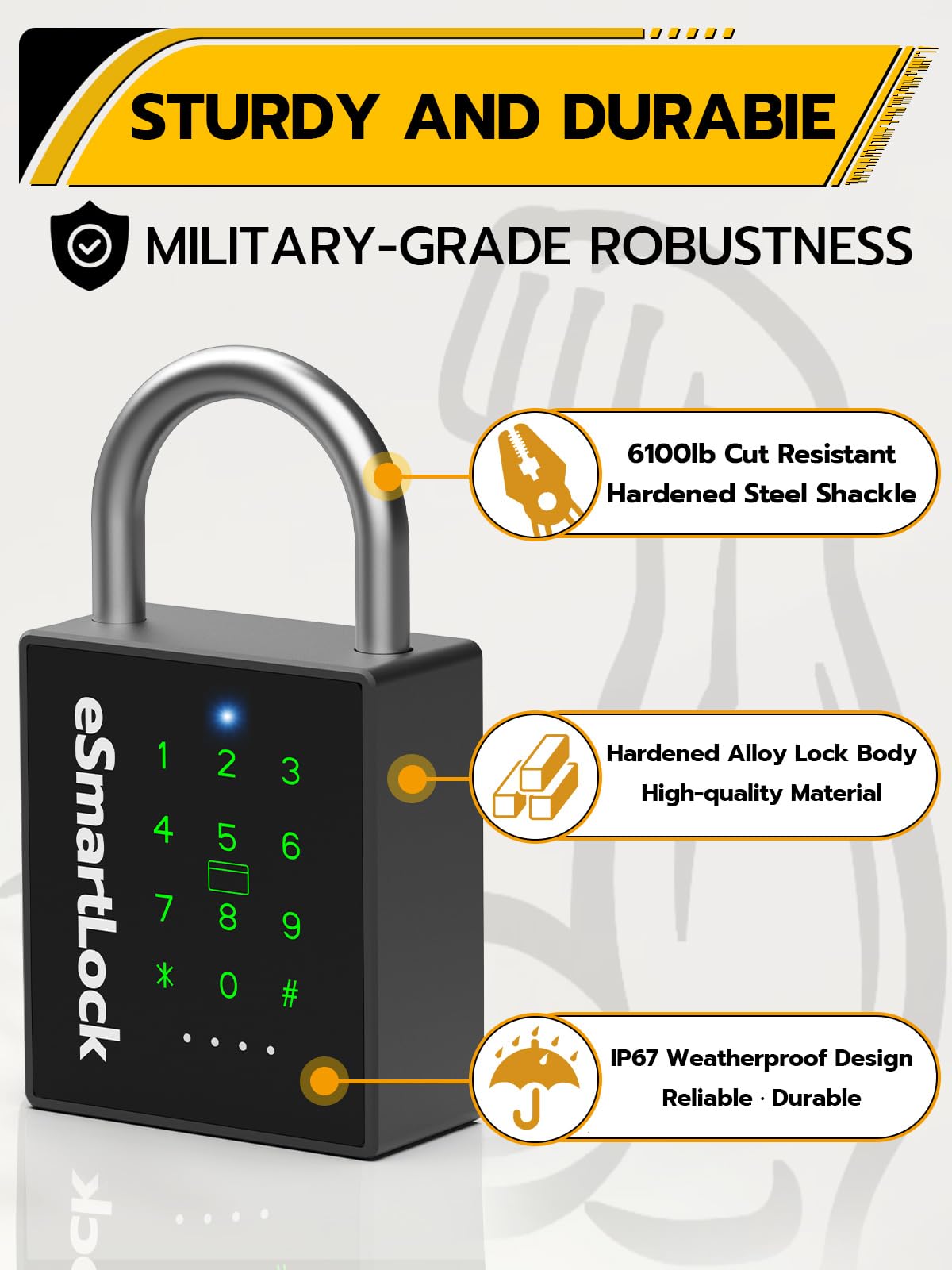 IP67 Waterproof Smart Padlock with RFID, Passcode & Bluetooth App Control, Military-Grade Keyless Security Lock