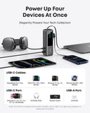 25,000mAh Power Bank with Triple 100W USB-C Ports – Fast Charging Portable Charger with Built-In Cables for Travel & Laptops
