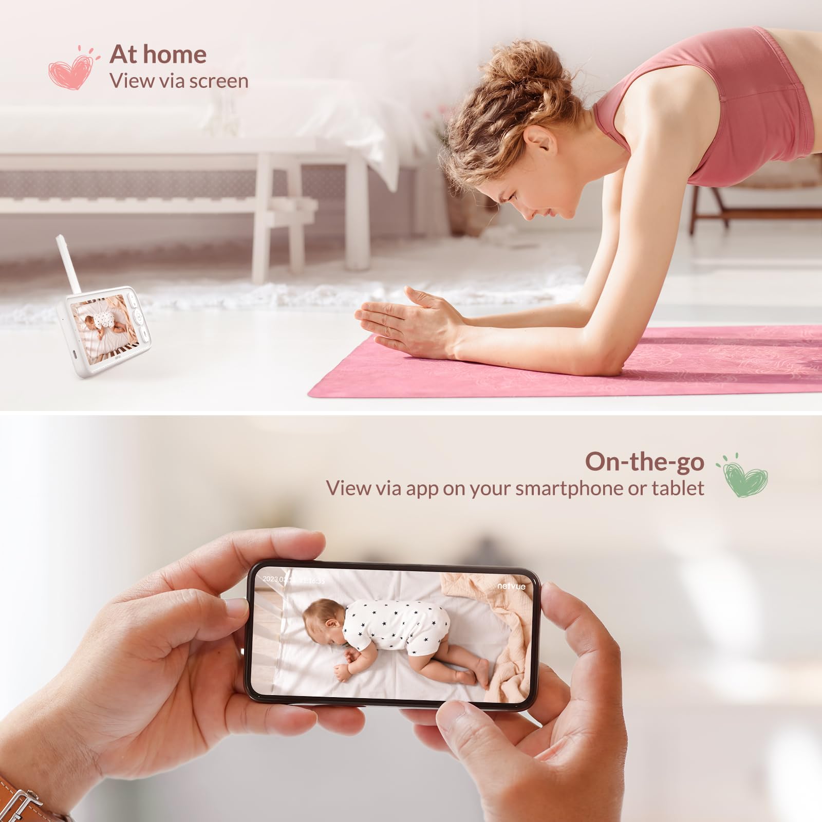 Smart Baby Monitor with 5" Screen & App Viewing – HD Camera, Night Vision & Two-Way Audio Nursery Monitor