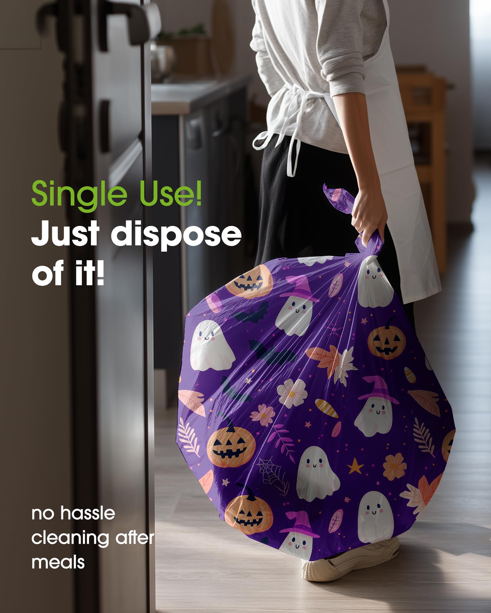 Halloween Purple Disposable Plastic Tablecloth – Waterproof & Stain-Resistant PEVA (US12200)