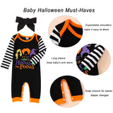 Baby Girl “Hocus Pocus” Halloween Outfit – Long Sleeve Romper & Headband Set (Cotton Blend)