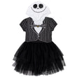 Girls Nightmare Before Christmas Dress – Official Disney Jack Skellington Short Sleeve Hooded Outfit 🎃🖤