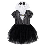 Girls Nightmare Before Christmas Dress – Official Disney Jack Skellington Short Sleeve Hooded Outfit 🎃🖤