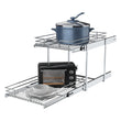 2-Tier Chrome Pull-Out Cabinet Organizer – Heavy-Duty Adjustable Slide-Out Shelves for Base Cabinets (No Door Mount)