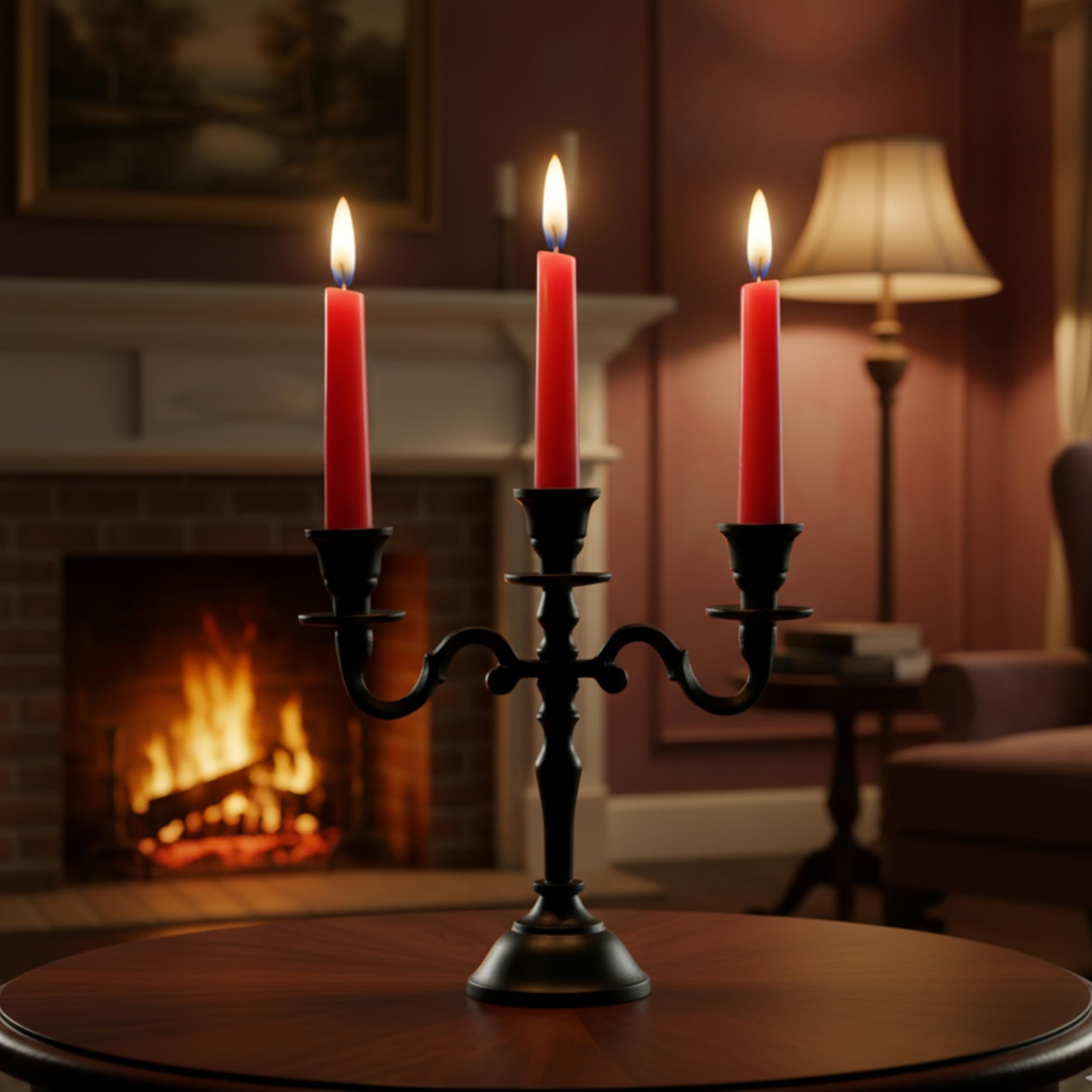 Mini Black Matte Metal Candelabra – 3-Arm Baby Candle Holder for Halloween, Weddings & Home Decor (8” Tall)